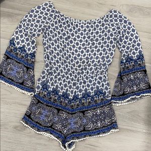 Off the shoulder elastic beach romper